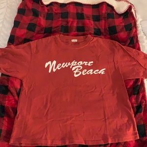 Pacsun red Newport Beach t-shirt one size. Mild wear no stains or holes